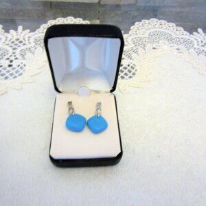 New in Box, Sterling 925 Silver Turquoise Dangle Earrings